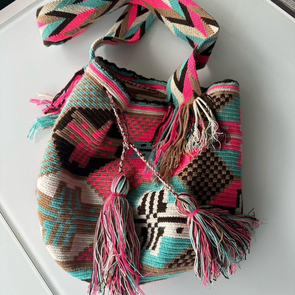 Wayuu Tribe Mochila handmade multicolor woven boho hippie beach bucket bag purse